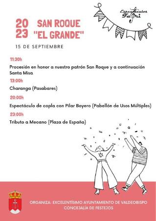 Imagen cartel de las fiestas patronales de septiembre, con motivos de San Roque “El Grande” 2023.