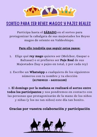 Imagen SORTEO REYES MAGOS Y PAJES REALES.