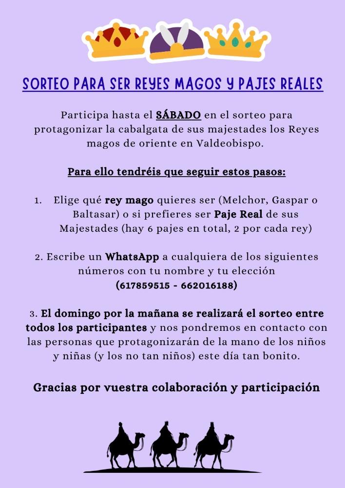 Imagen SORTEO REYES MAGOS Y PAJES REALES.